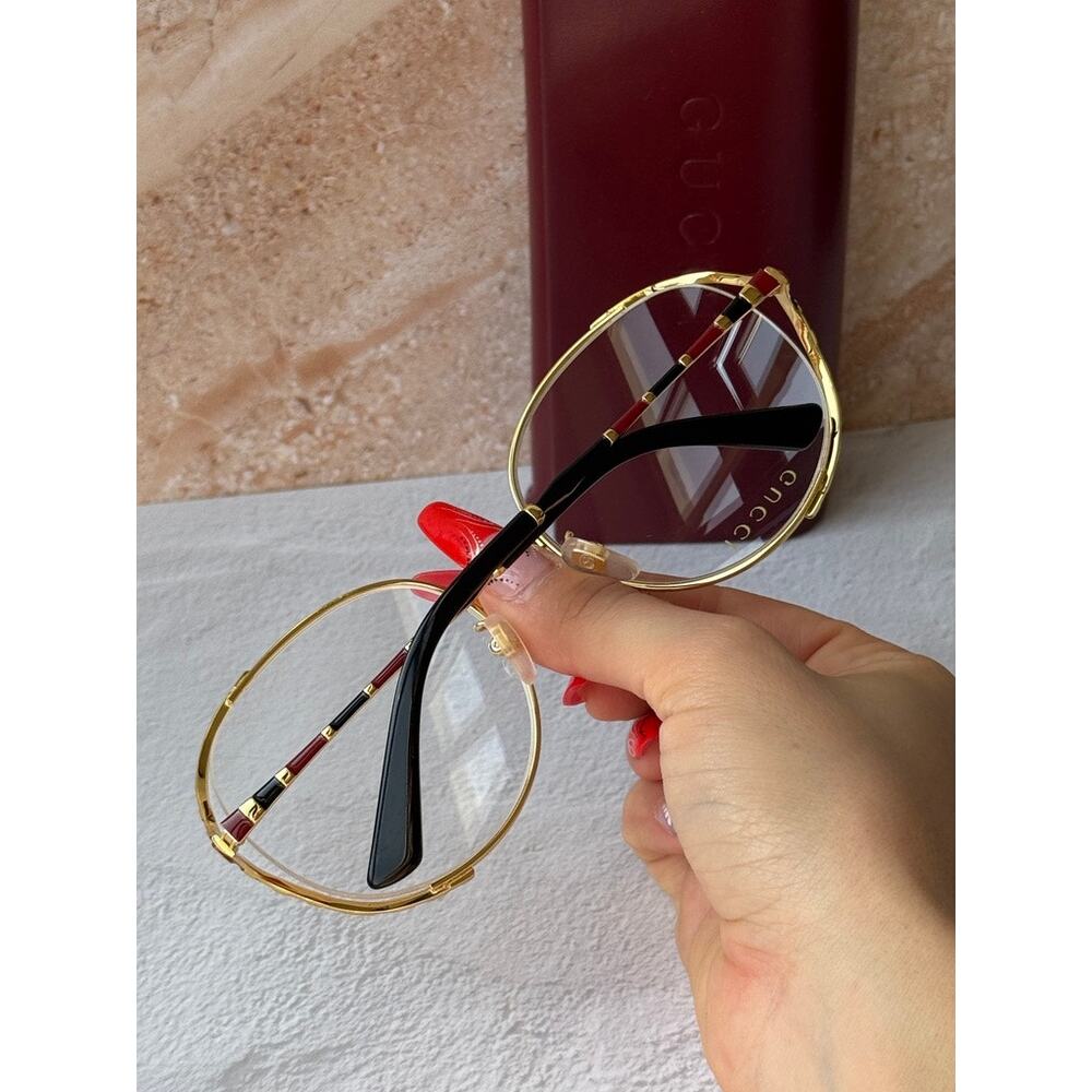 NEW Gucci GG0596OA Gold Round Eyeglasses Frames - Picture 9 of 10